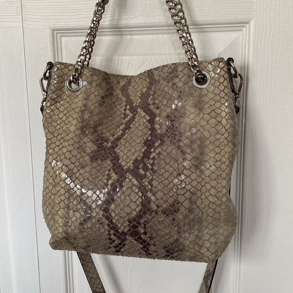 Michael Kors Bag Jet Set Chain Snakeskin Gather Shoulder Tote Crossbody Bag - Picture 6 of 14